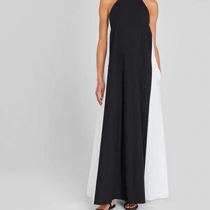 NWT Club Monaco Two-Tone Black and White Halter Maxi Dress, size XS